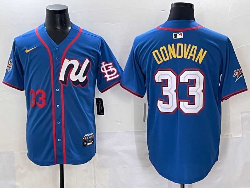 Men 2025 St.Louis Cardinals 33 Donovan Blue All star Nike MLB Jersey style 01